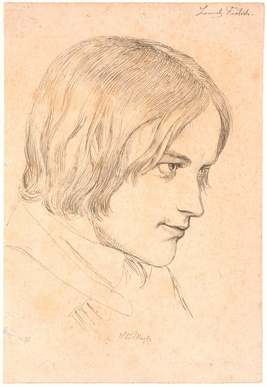 Retrato do pintor Lorenz Frølich (1820-1908) de Johan Thomas Lundbye