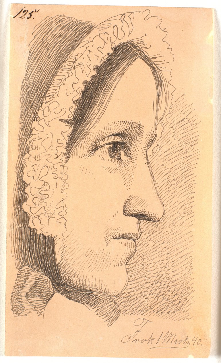 Retrato de perfil à direita da mãe do artista de Johan Thomas Lundbye
