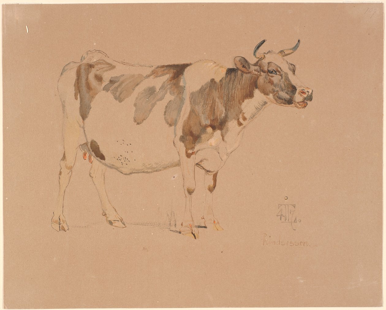 Vaca manchada de vermelho em pé de Johan Thomas Lundbye