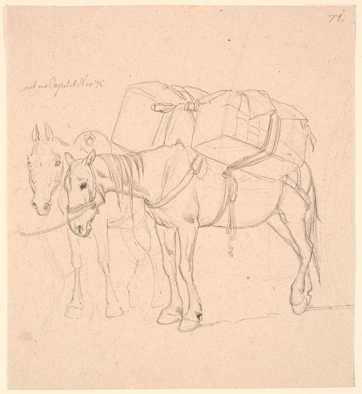 Dois cavalos com arnês de Johan Thomas Lundbye