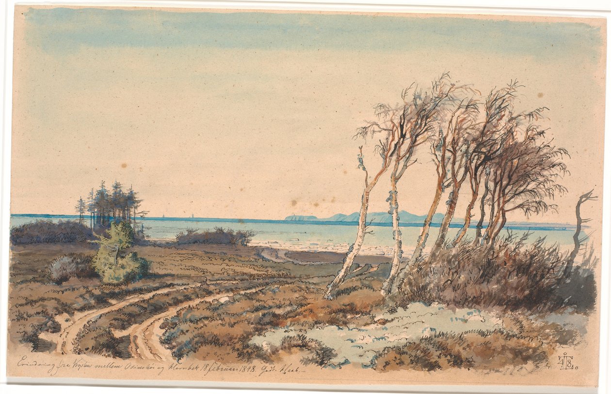 Vista de Kullen da costa entre Odinshøj e Hornbæk de Johan Thomas Lundbye