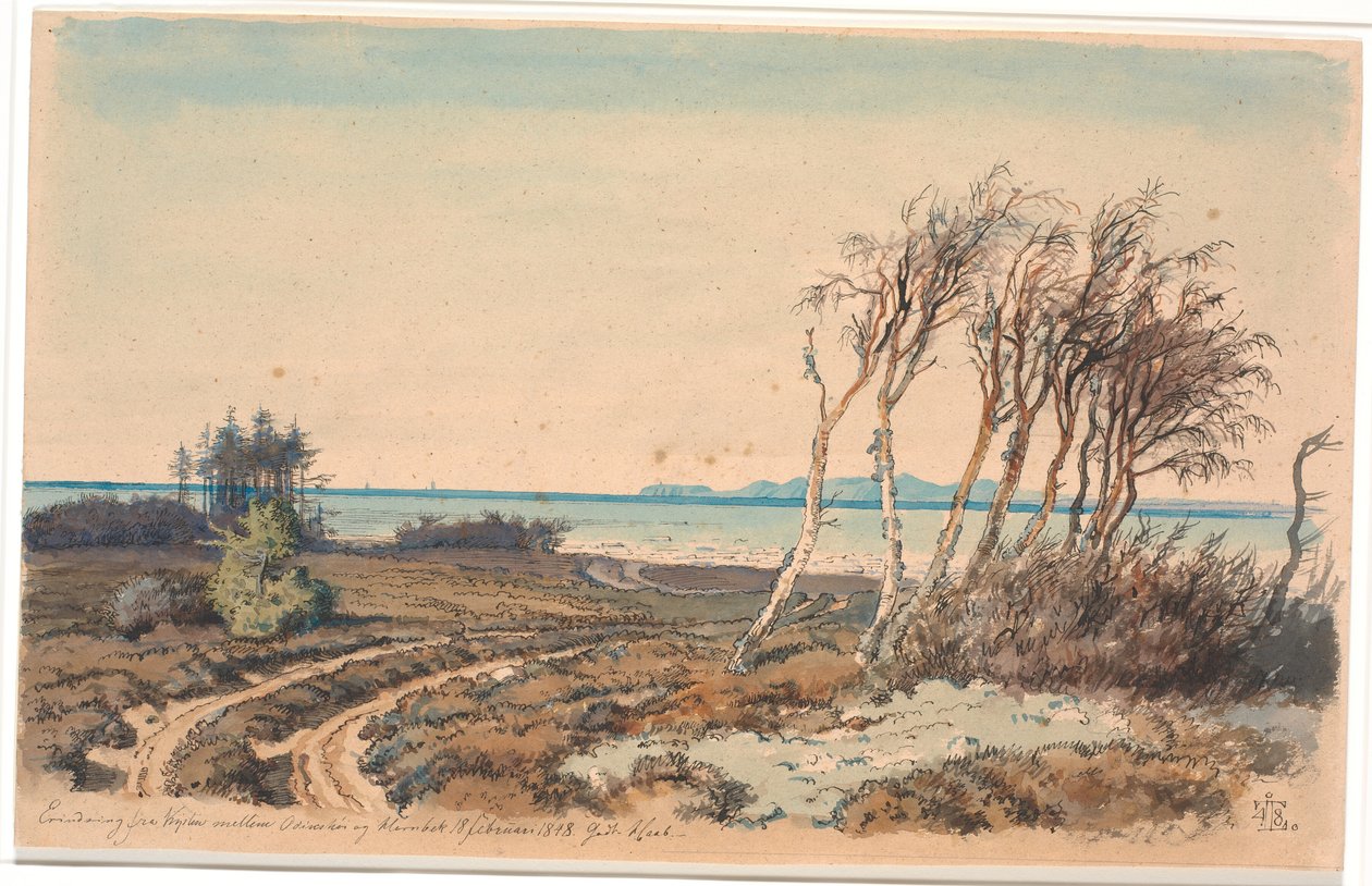 Vista de Kullen da costa entre Odinshøj e Hornbæk de Johan Thomas Lundbye