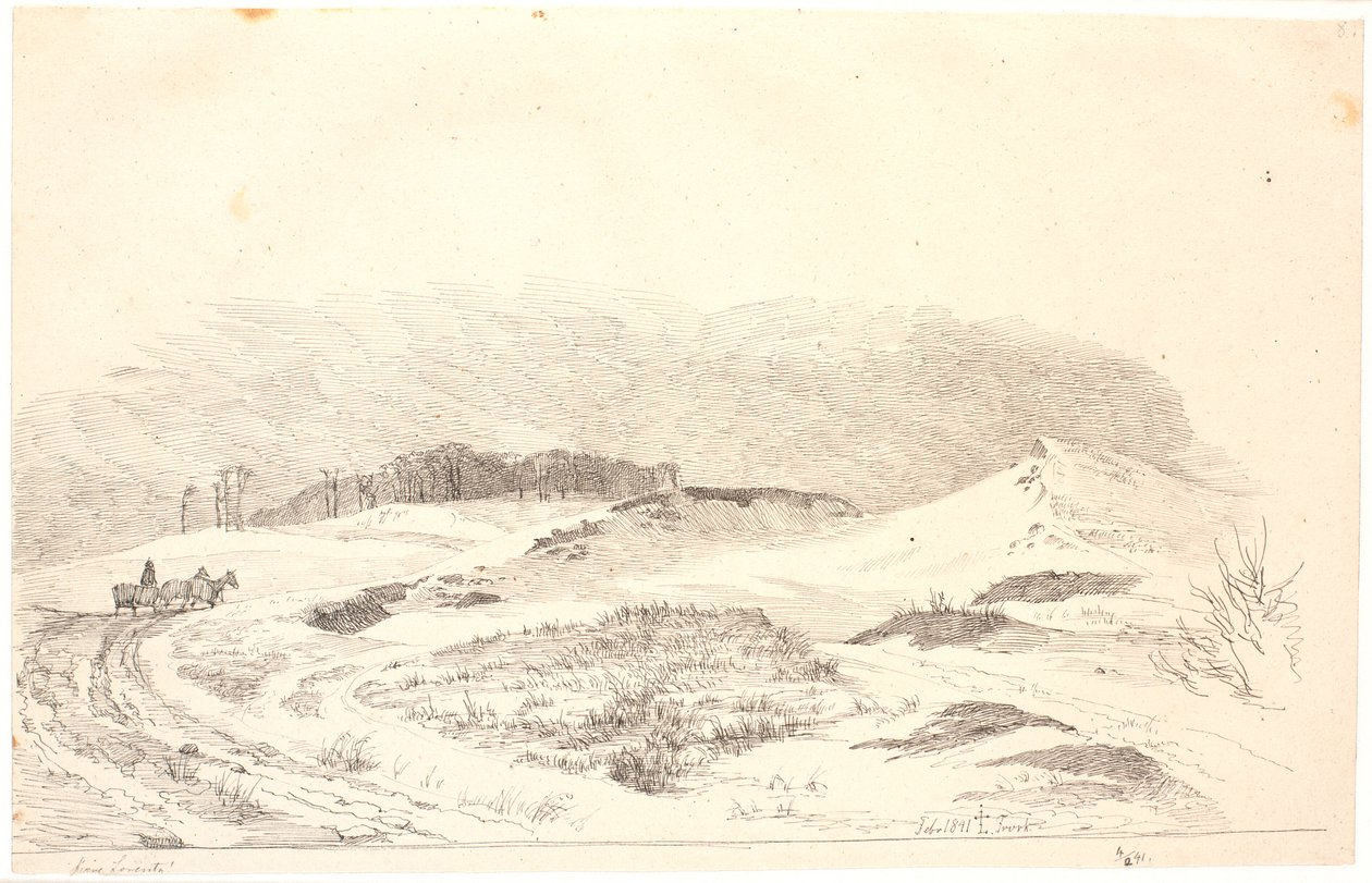 Paisagem de inverno com o carácter típico do norte da Zelândia de Johan Thomas Lundbye