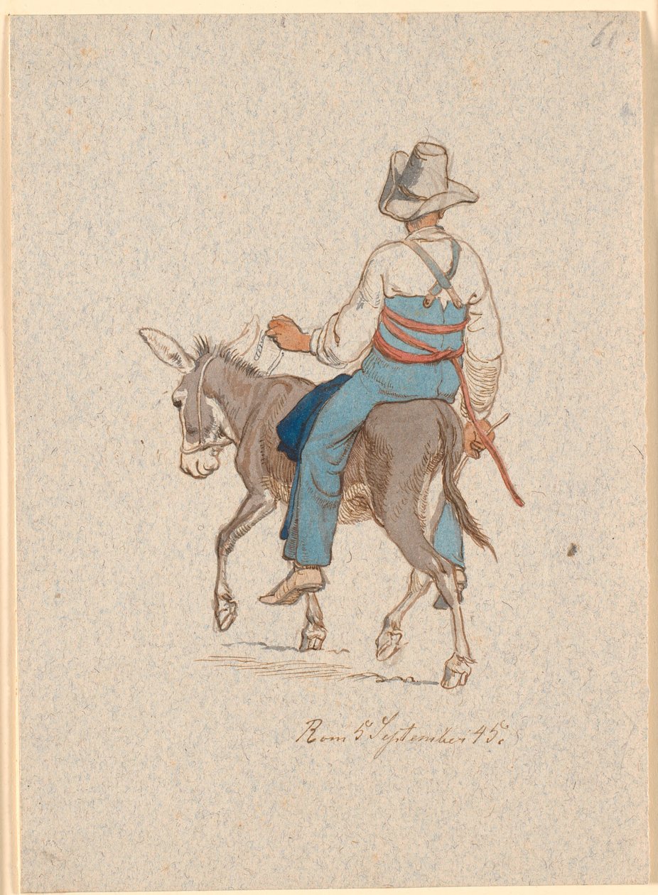 Cavaleiro de burro visto obliquamente por trás de Johan Thomas Lundbye