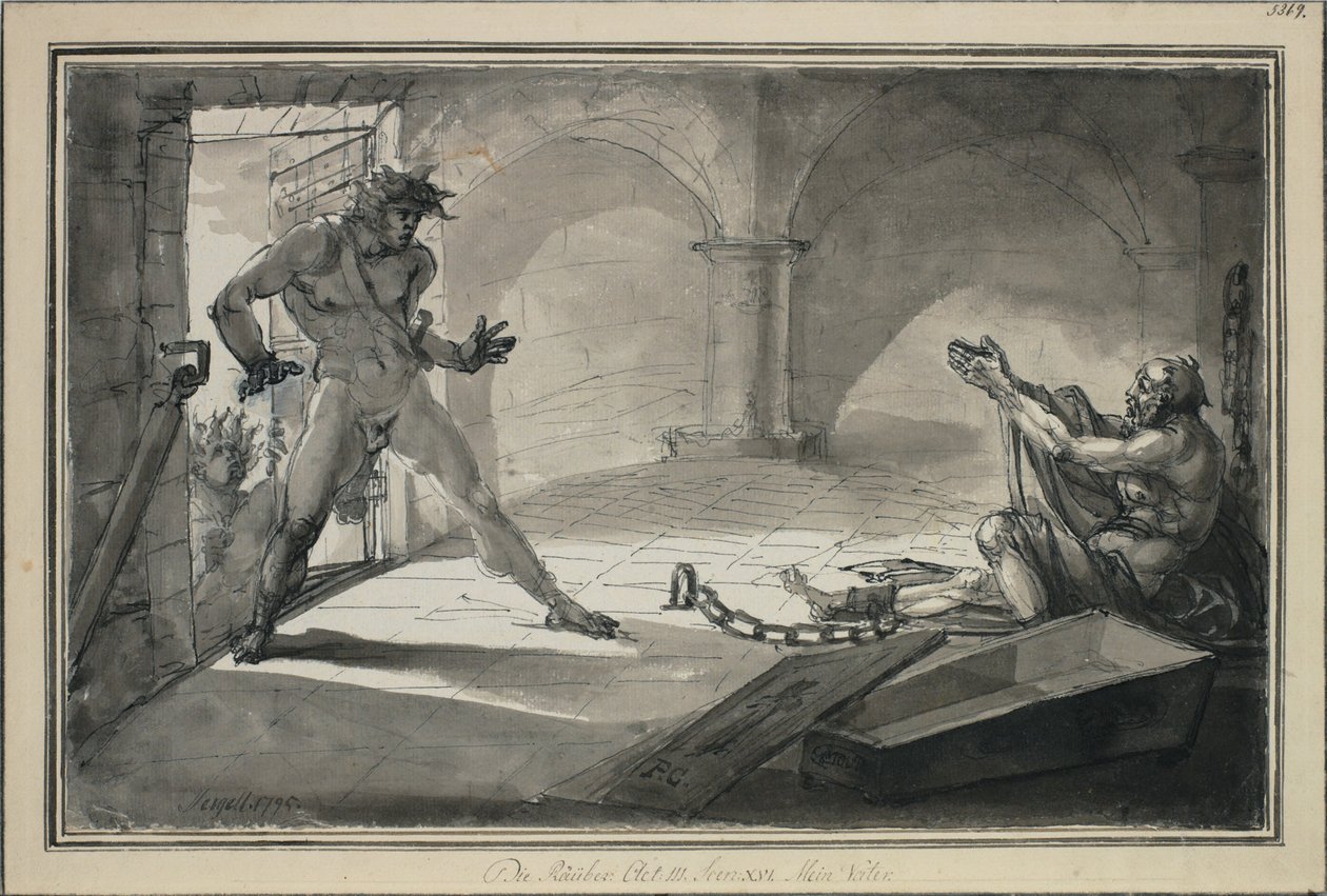 Os salteadores, acto III, cena XVI. Meu pai de Johan Tobias Sergel