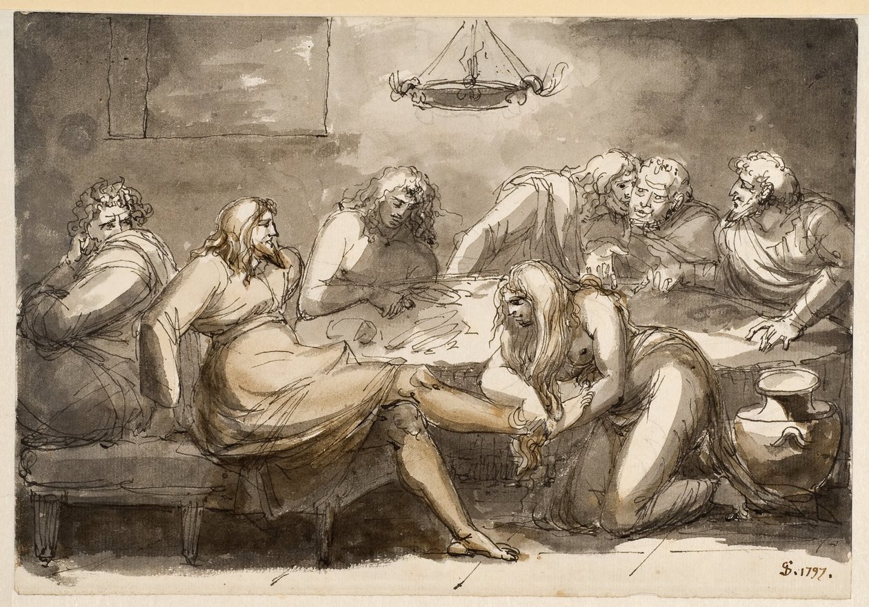 A veneração dos pés de Cristo de Johan Tobias Sergel