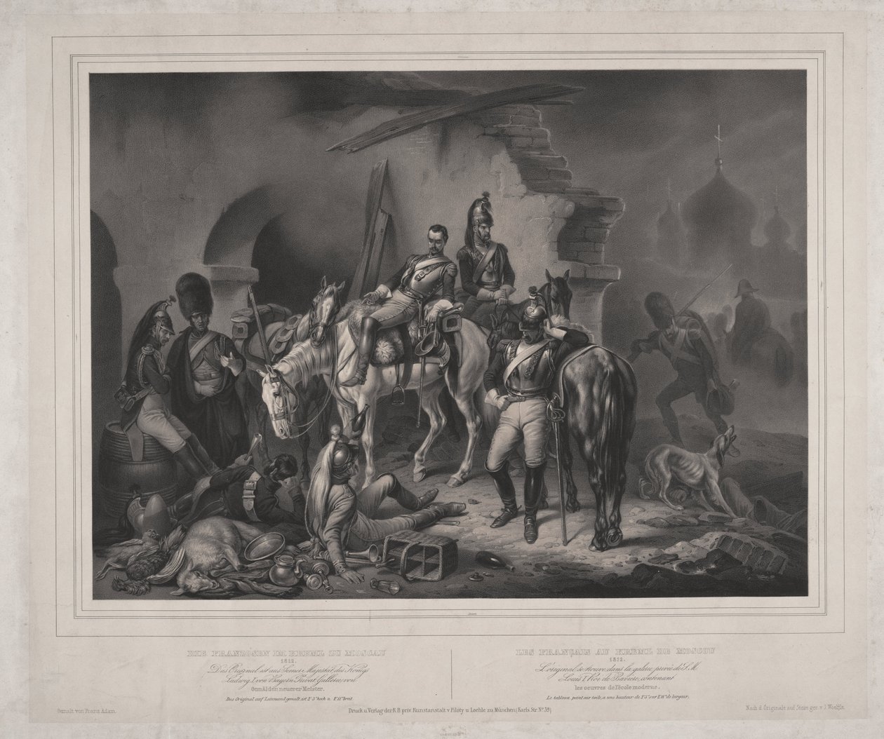 O Exército Francês no Kremlin de Moscovo - Woelfle, Johannes (1807-1893) - 1830 - Litografia - 60,8x85,9 - Colecção Privada de Johan Woelfle