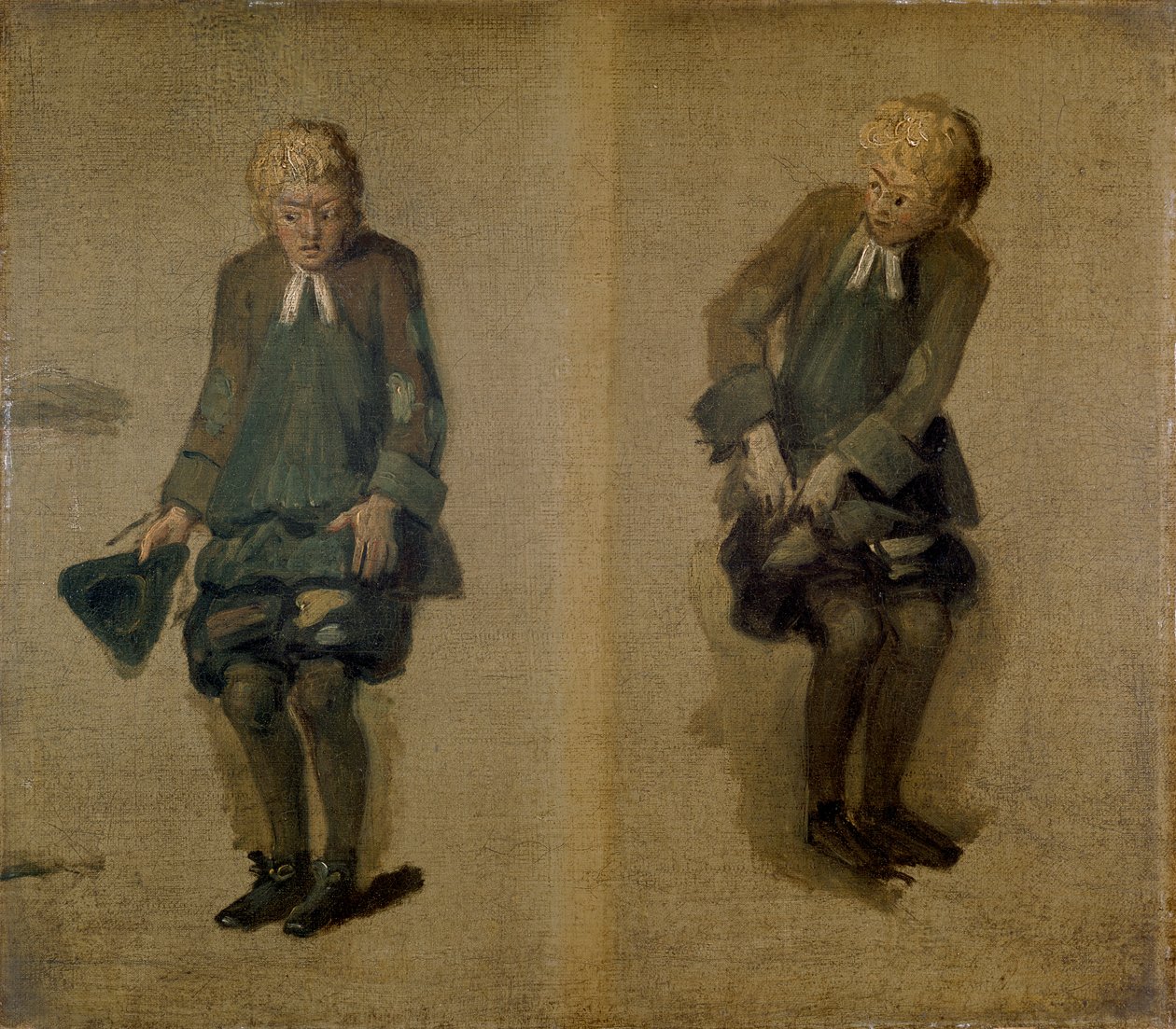Dois esboços de David Garrick como Abel Drugger em 