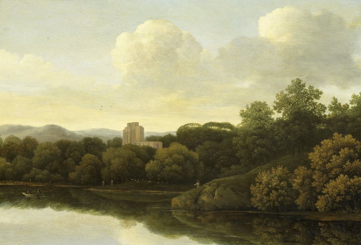 Paisagem arborizada com rio de Johan de Lagoor (attributed to)
