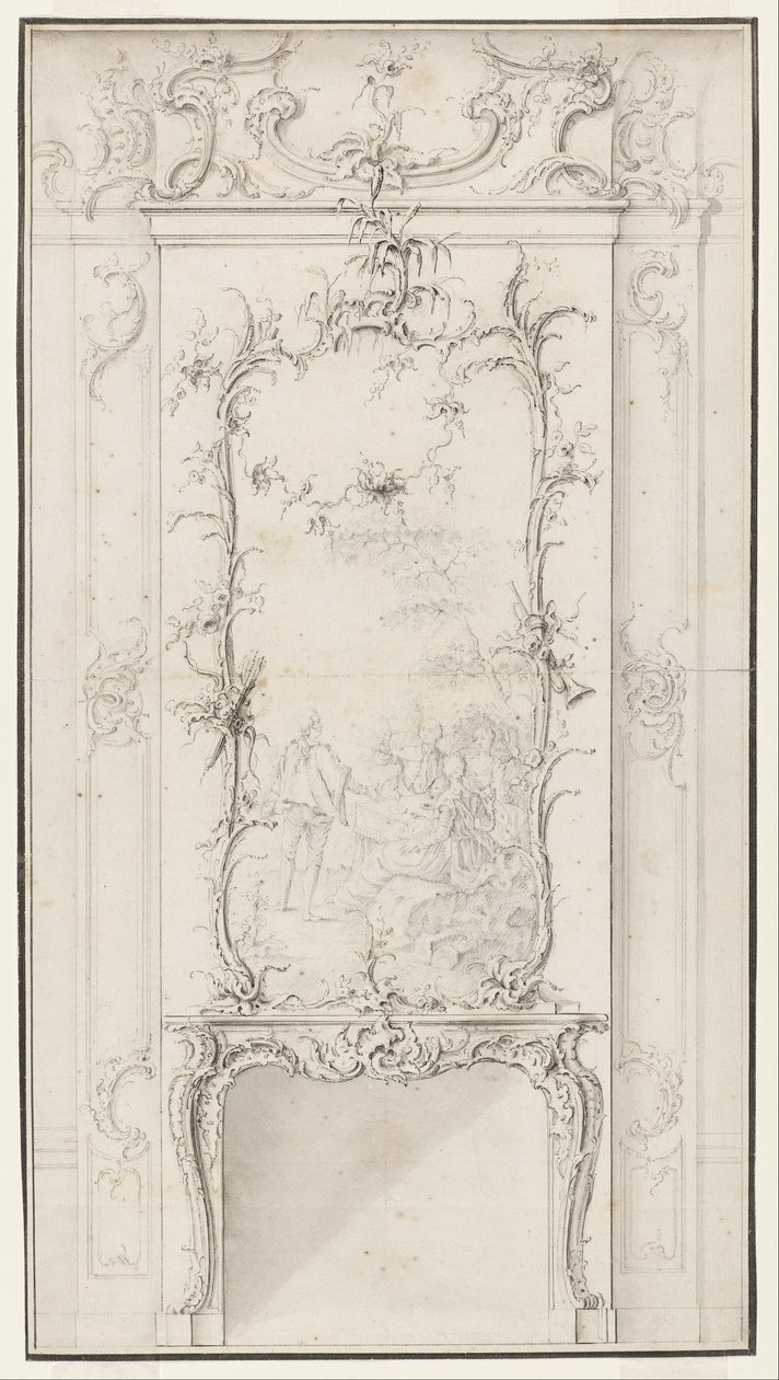 Design para um painel de parede com lareira de Johann August Nahl