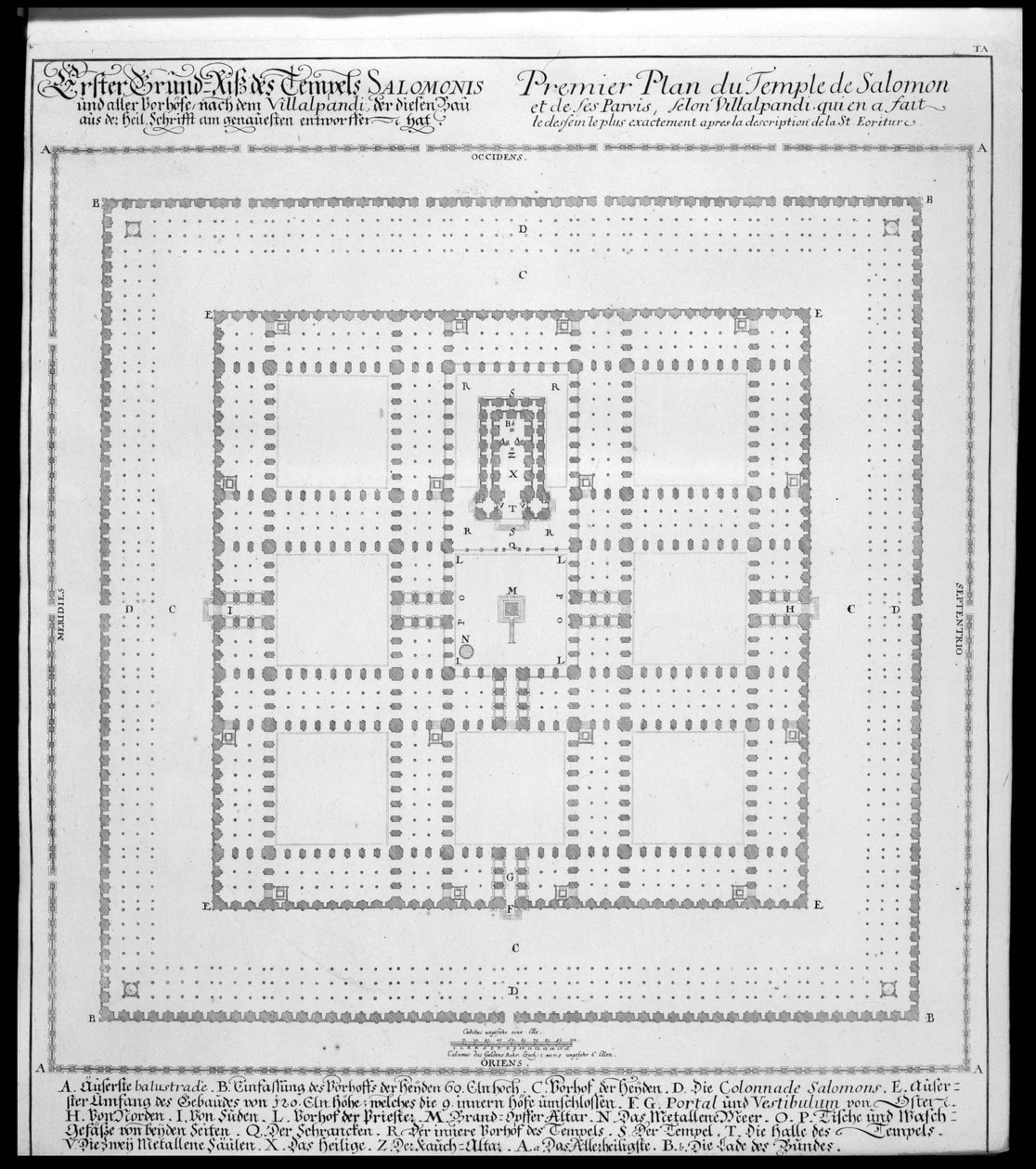 Plano do Templo de Salomão, Jerusalém, de &39;Projeto de uma arquitetura histórica&39;, 1721 de Johann Bernhard Fischer von Erlach