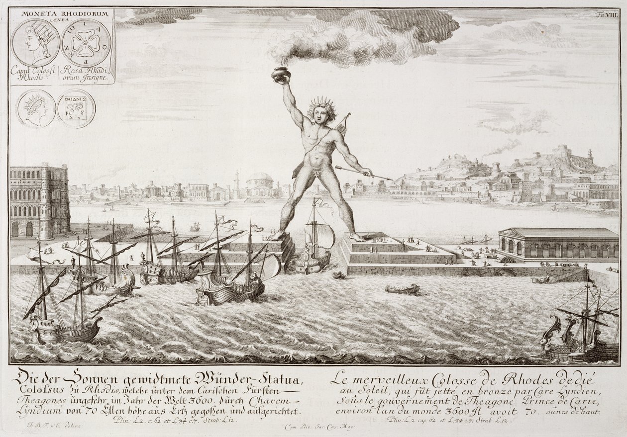 O Colosso de Rodes, de &39;Projeto de uma arquitetura histórica&39;, 1721 de Johann Bernhard Fischer von Erlach