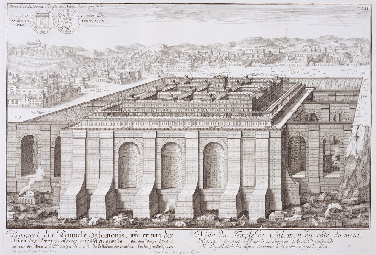 O Templo de Salomão, em Jerusalém, de &39;Draft Historical Architecture&39;, 1721 de Johann Bernhard Fischer von Erlach