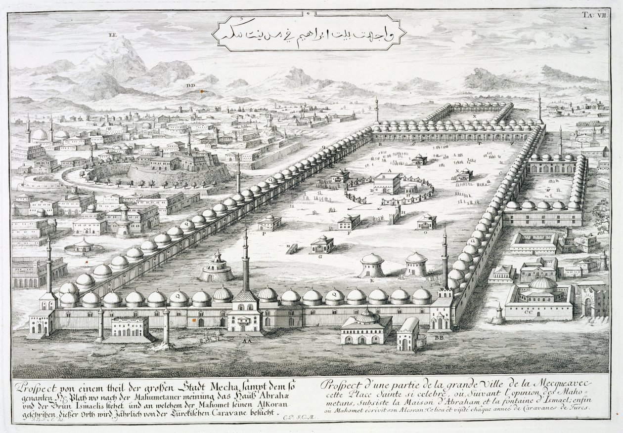 Vista de Meca, de &39;Design de uma arquitetura histórica&39;, 1721 de Johann Bernhard Fischer von Erlach