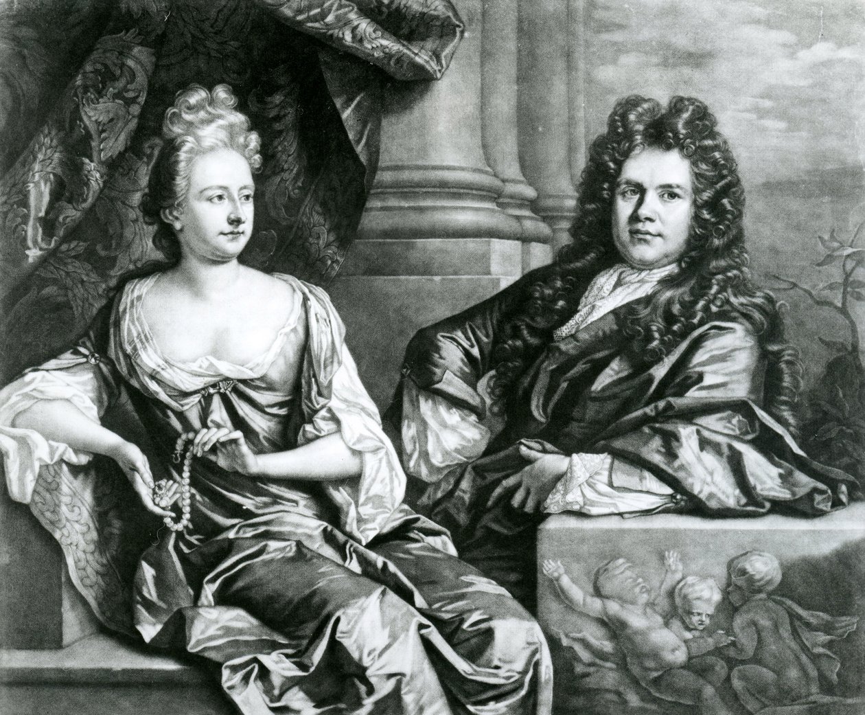 Sr. e Sra. Gibbons, gravado por John Smith (gravura mezzotint) de Johann Closterman