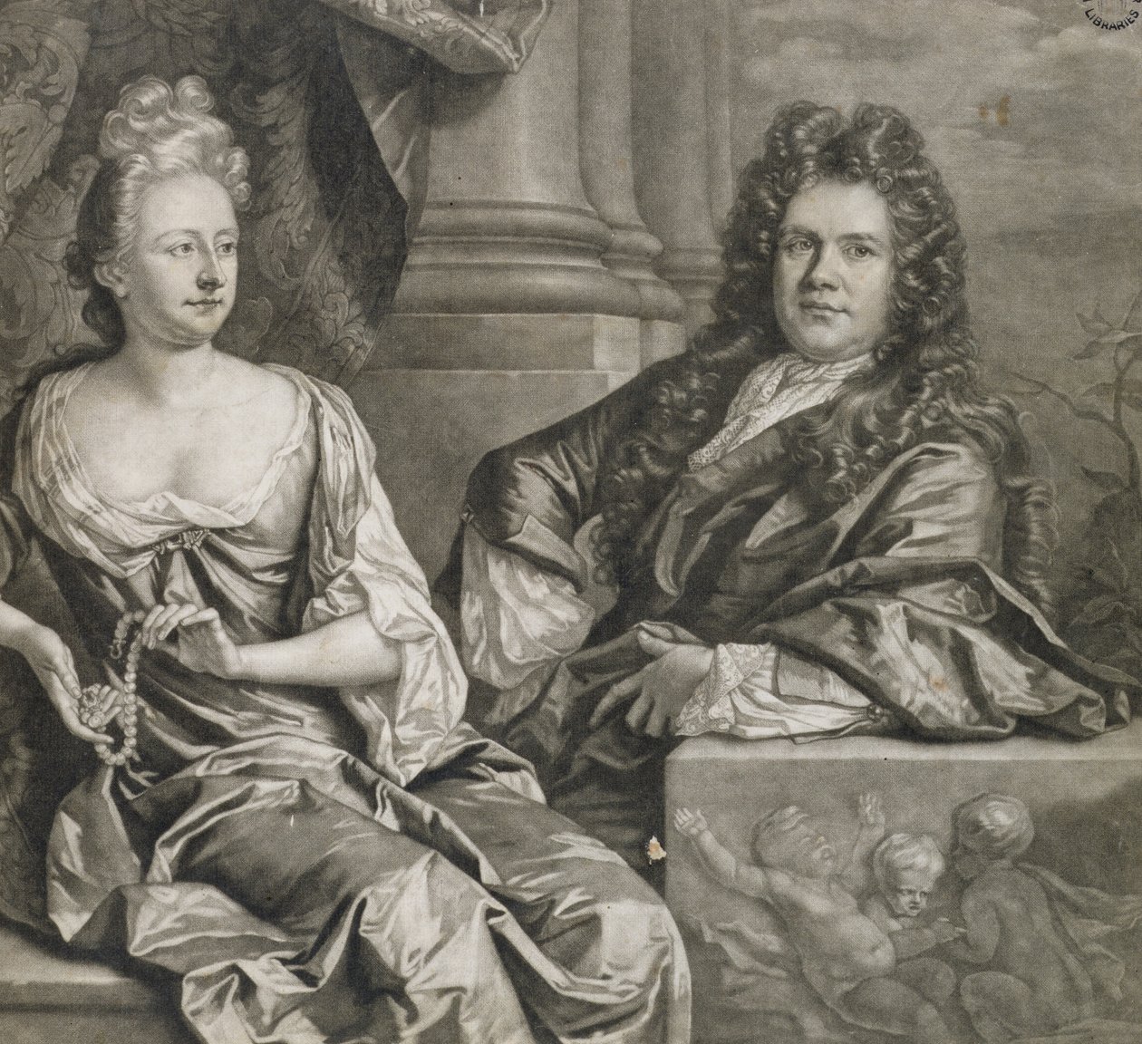 Sr. e Sra. Gibbons, gravado por John Smith (gravura mezzotint) de Johann Closterman