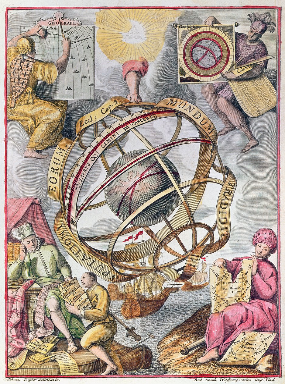 Gravura colorida da astronomia de Johann Degler