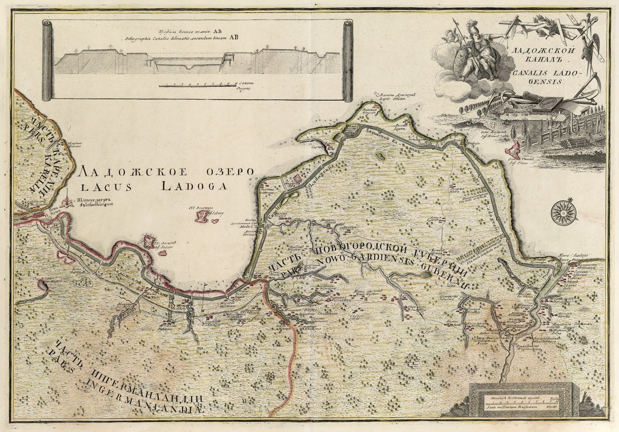 O mapa do canal de Ladoga (1741-42) de Johann Elias Grimmel
