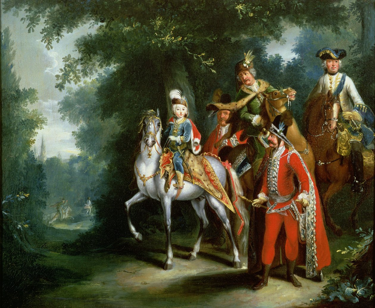 Joseph II, imperador da Alemanha (1741-1790) aprendendo a andar aos seis anos de idade, 1748 de Johann Elias Ridinger or Riedinger