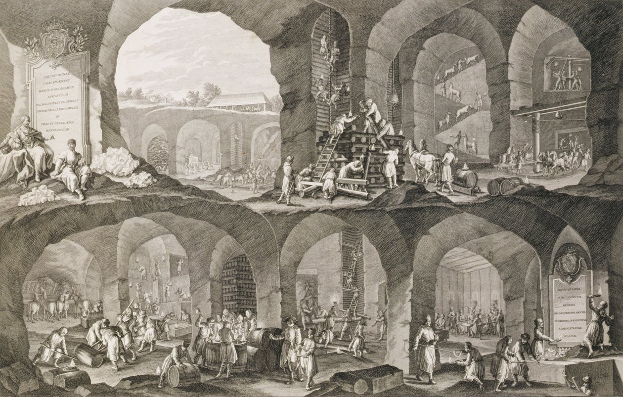 Dentro de uma mina de sal em Wieliczka de Johann Esaias Nilson