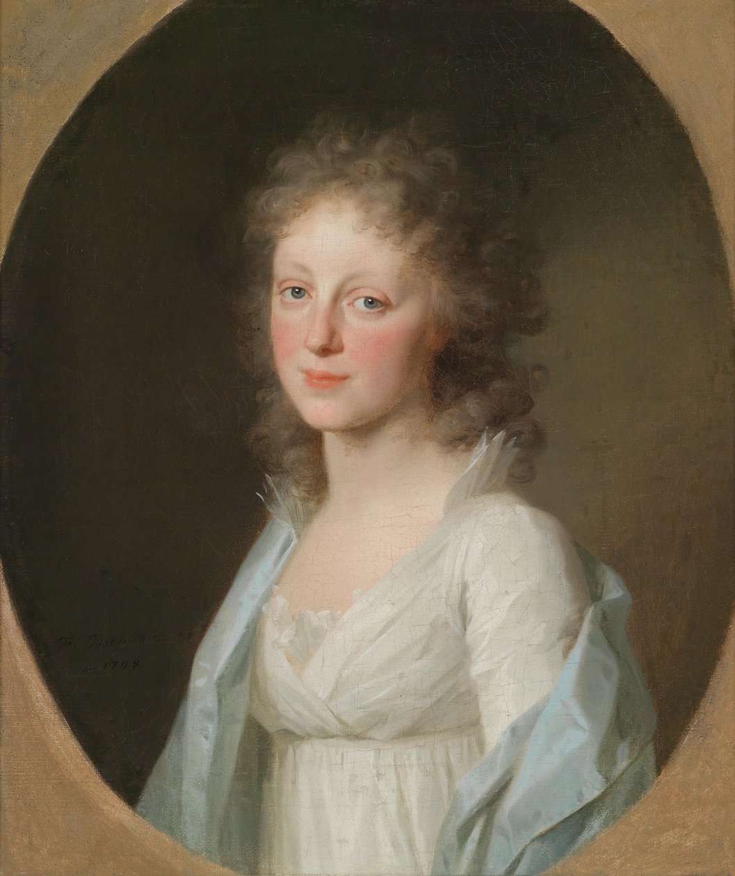 Sra. Loder, b. Juiz A senhora apresentada aqui não é a princesa hereditária Amalie de Anhalt-Dessau, mas sim a Sra. Loder (nascida Richter, dados da vida desconhecidos), esposa do famoso médico Justus Christian (von) Loder (1 de Johann Friedrich August Tischbein