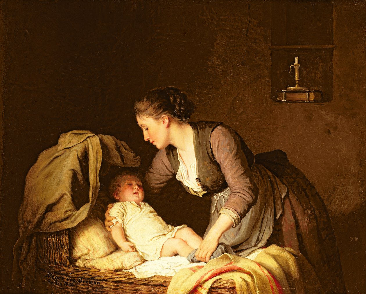 Despindo o bebê, 1880 de Johann Georg Meyer von Bremen
