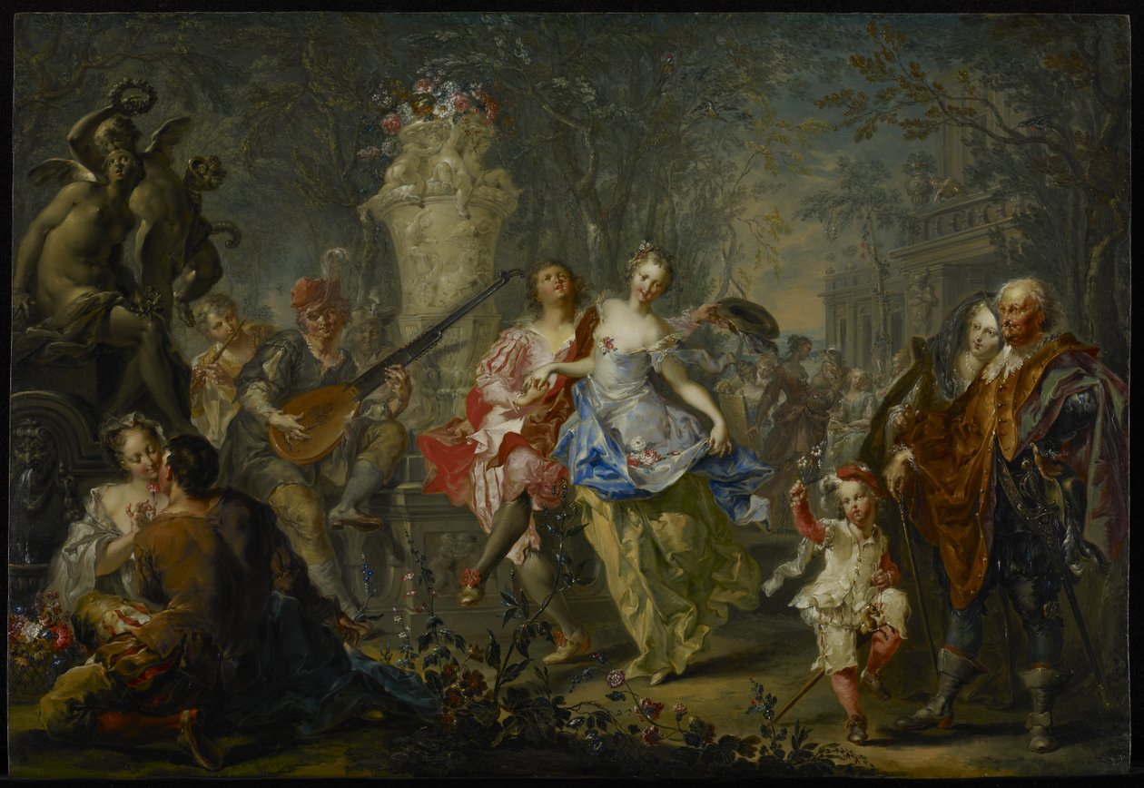 Os Prazeres das Estações: Primavera, c.1730 (óleo sobre cobre) de Johann Georg Platzer