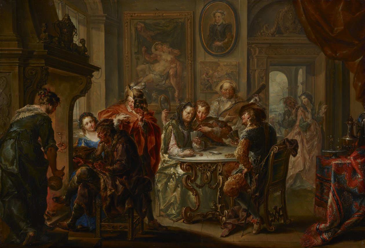 Os Prazeres das Estações: Inverno, c.1730 (óleo sobre cobre) de Johann Georg Platzer