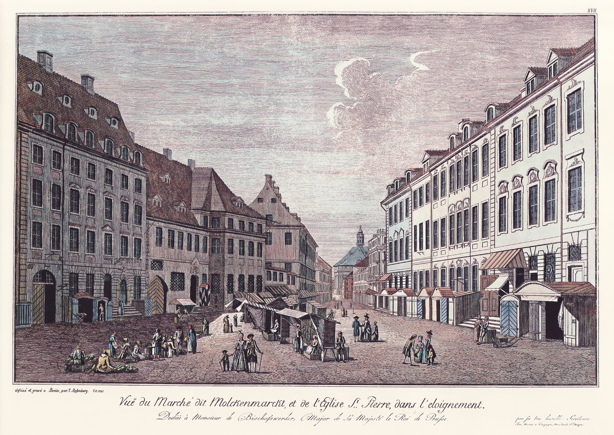 Vista do mercado de soro de leite em Alt-Berlin - land de Johann Georg Rosenberg
