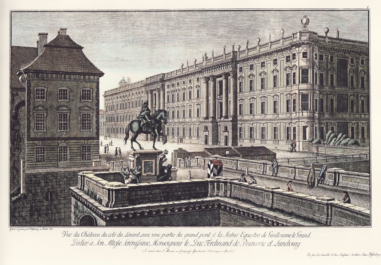 Vista, de, a, castelo, com, a, ponte longa, antigas, berlim de Johann Georg Rosenberg