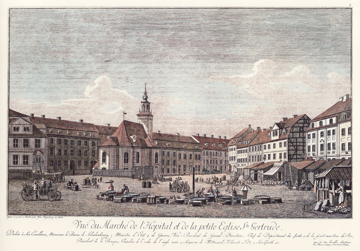 Vista, de, Spittelmarkt, com, a, Gertraudenkirche, antigas, berlim de Johann Georg Rosenberg