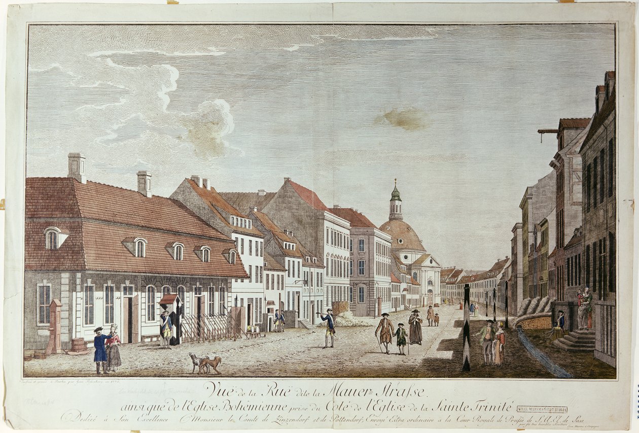 Vista da Mauer Strasse, Berlim, 1776 de Johann Georg Rosenberg