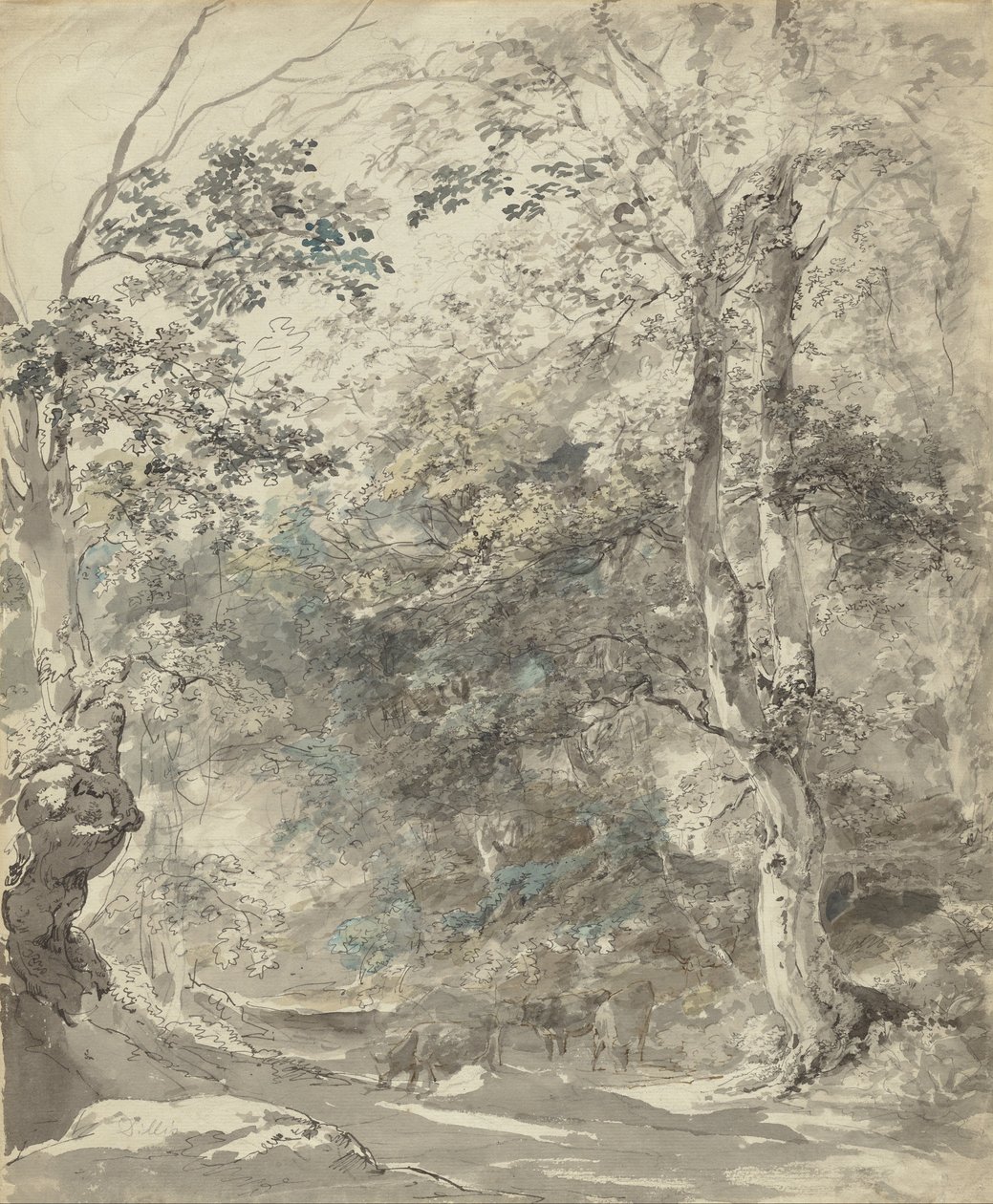 Paisagem arborizada com vacas de Johann Georg vonm Dillis