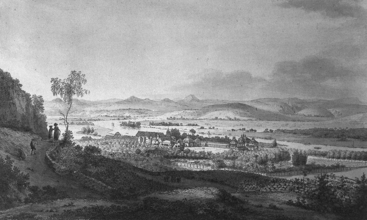 Vista, de, Pillnitz, castelo, e, jardim de Johann Gottfried Jentzsch