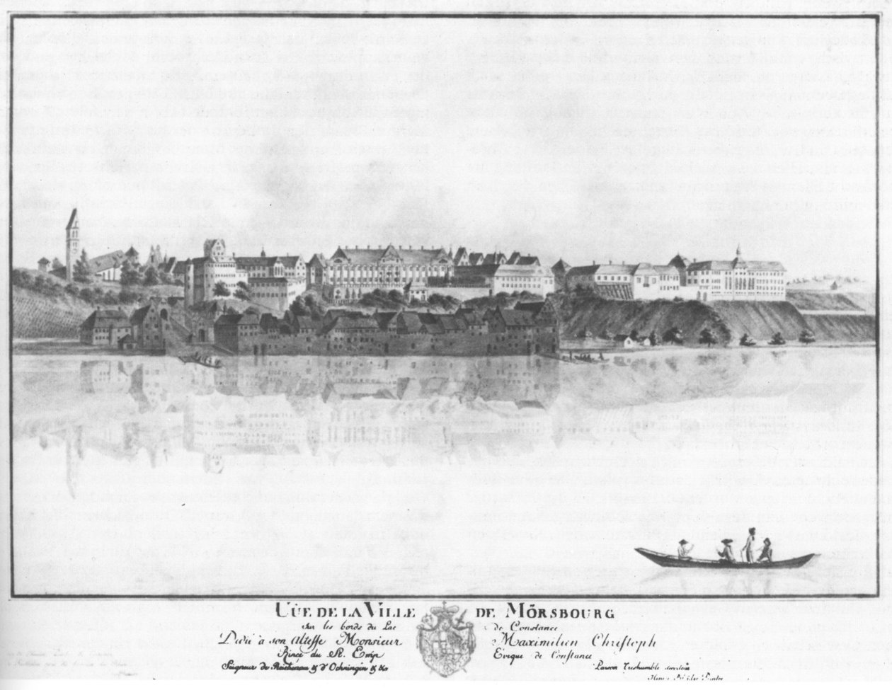 Vista da cidade de Meersburg do lago. de Johann Heinrich Bleuler