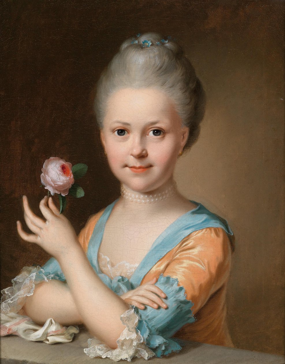Retrato, de, um, menina jovem, com, um, rosa de Johann Heinrich Tischbein