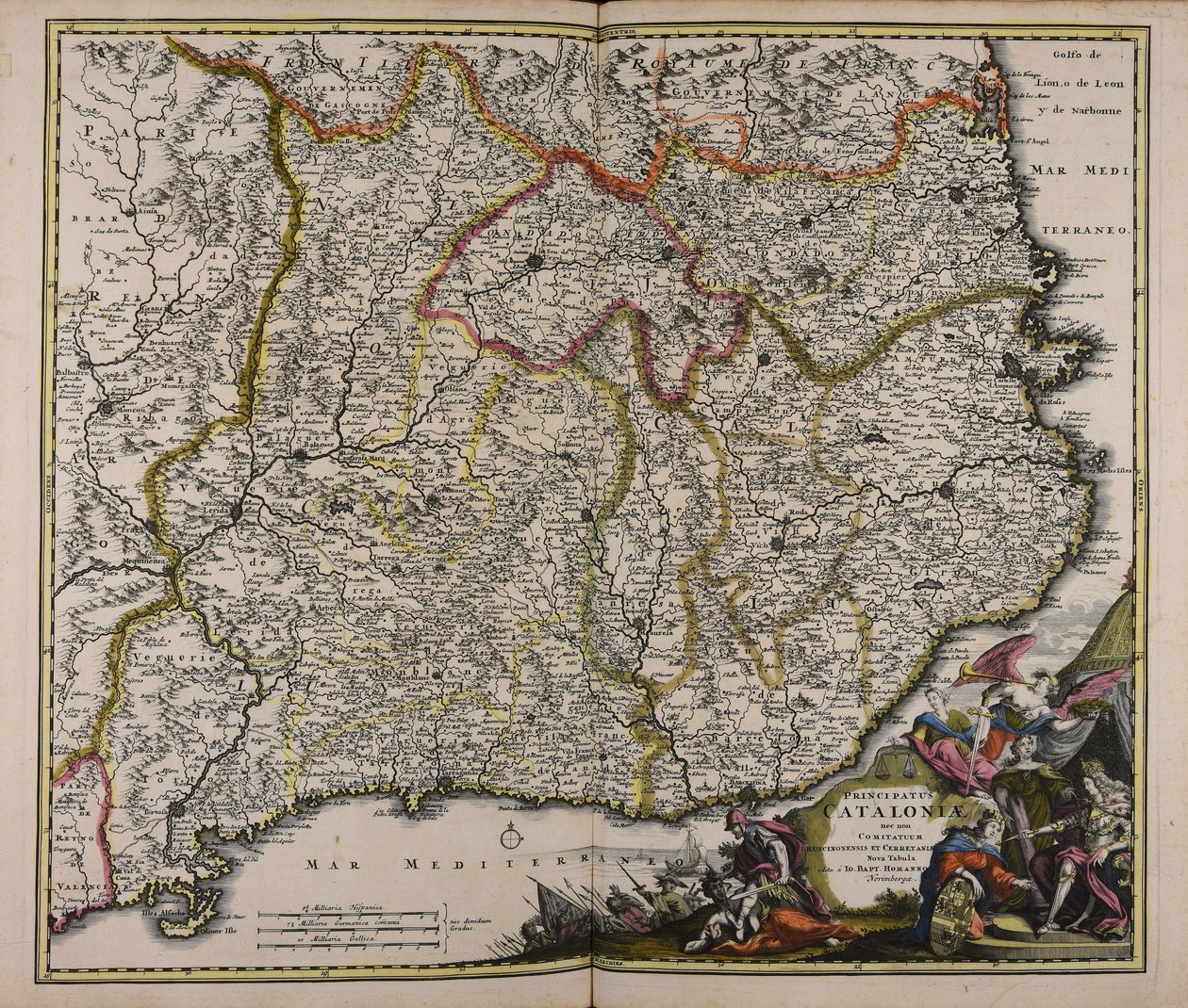A nova diretoria, bem como dos condados, Ruscinonensis e Cerretaniae Principados Cataloniae de Johann Baptista Homann