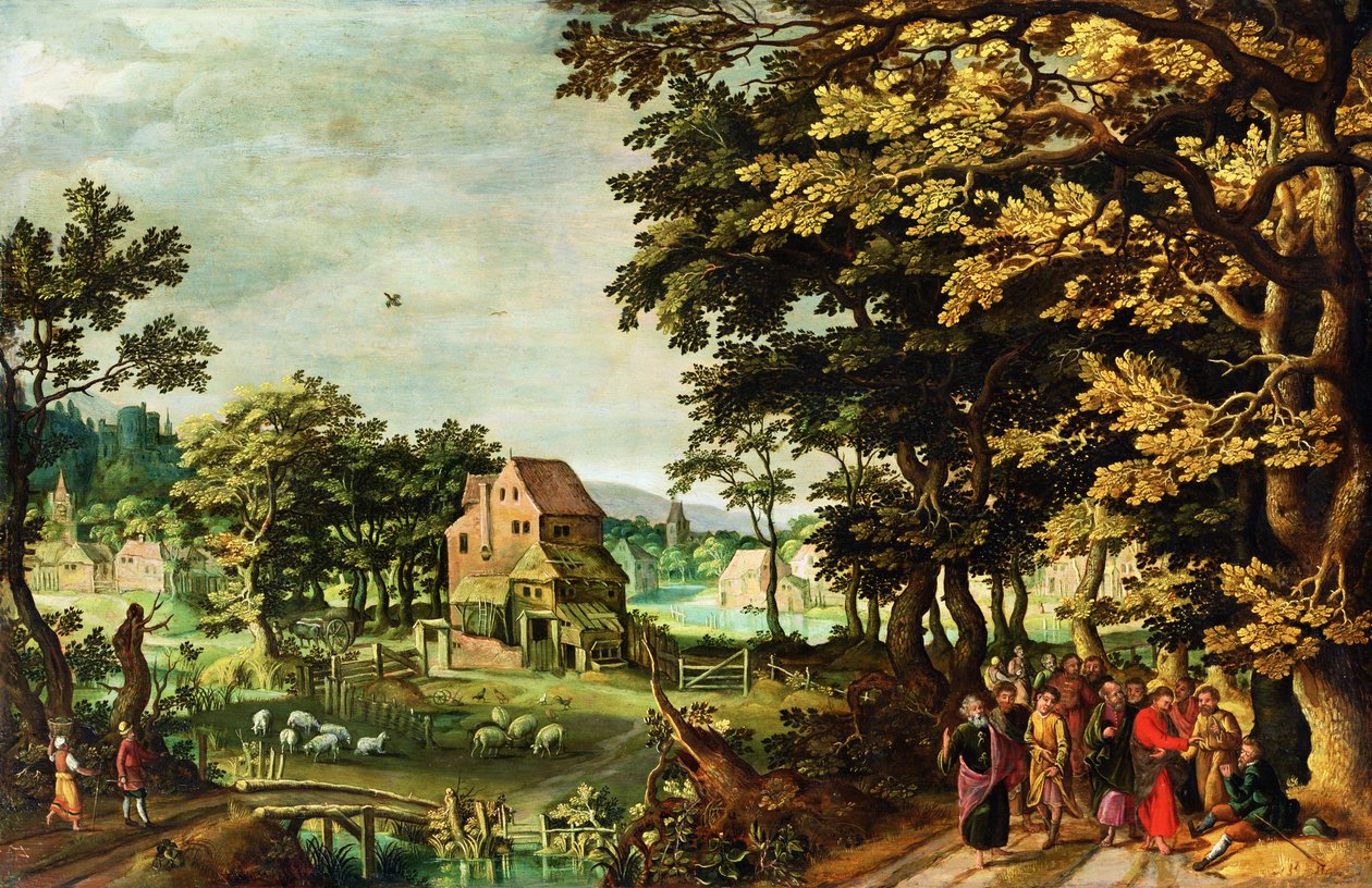 Paisagem com Cristo curando o Homem Cego (painel) de Johann Jacob Besserer