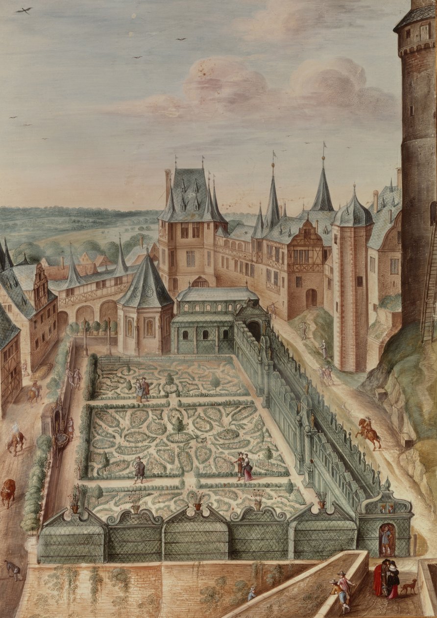 Um jardim, 1660 de Johann Jakob Walther