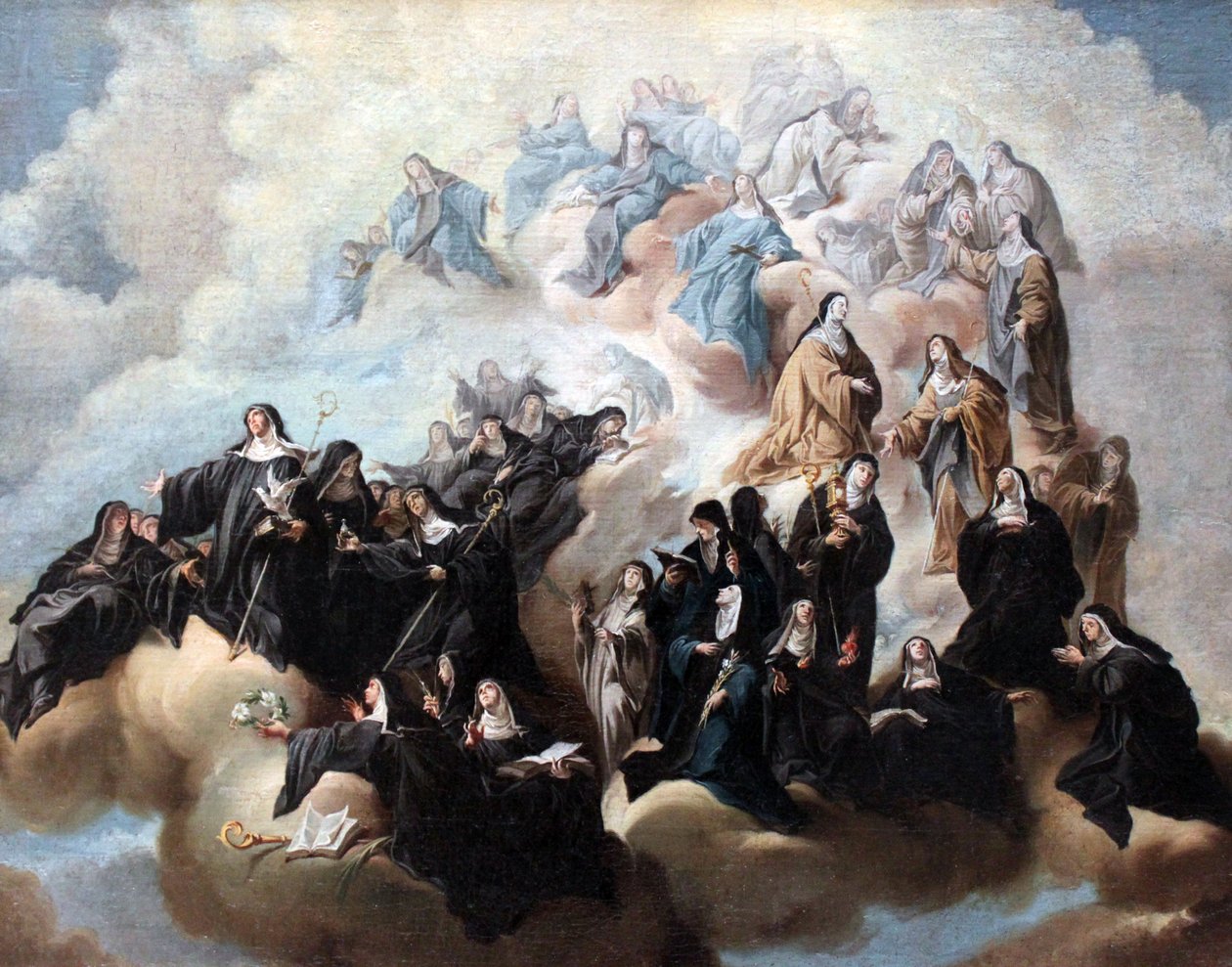 O hl. Scholastica com freiras da ordem beneditina e seus ramos de Johann Jakob Zeiller