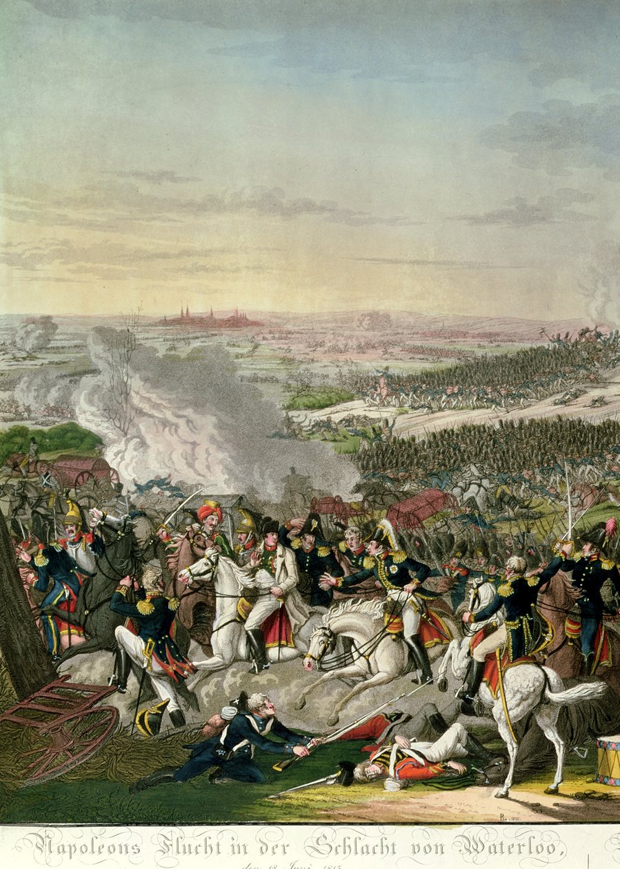 Voo de Napoleão I (1769-1821) Batalha de Waterloo, 18 de junho de 1815, 1816 de Johann Moritz Rugendas