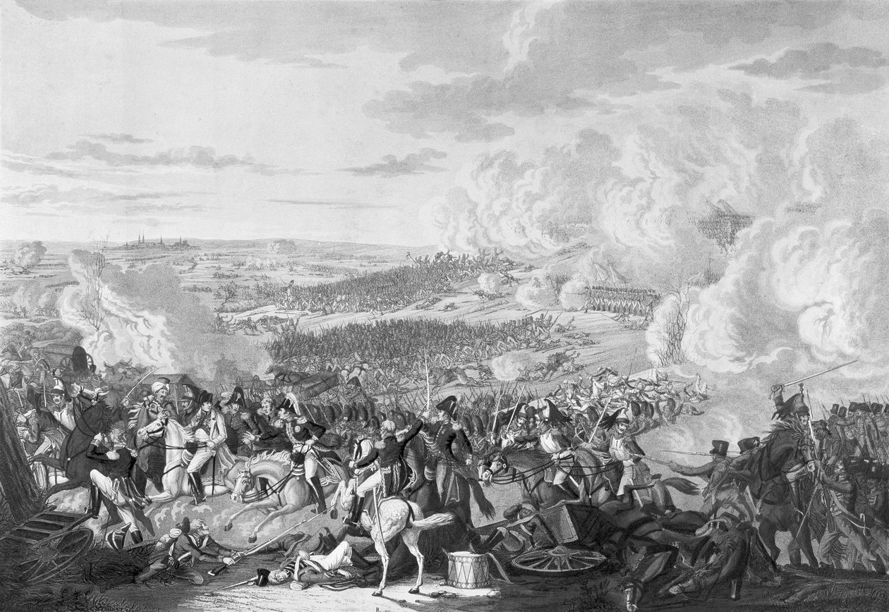 Vôo de Napoleão na Batalha de Waterloo, 18 de junho de 1815, 1816 (aquatint) de Johann Moritz Rugendas