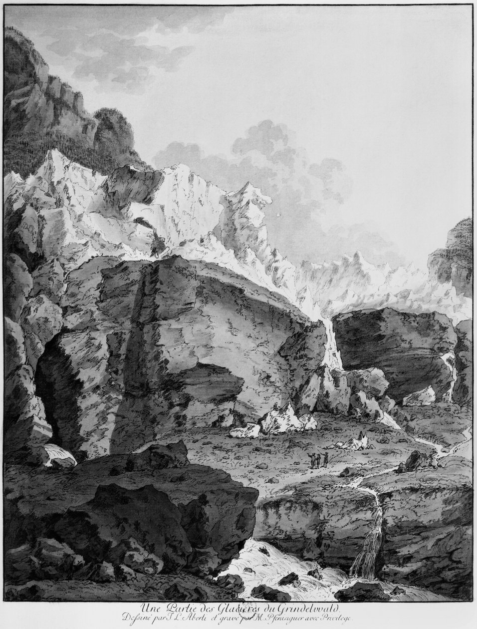 Geleiras de Grindelwald, gravadas por Mathias Pfenninger (1739-1813) de Johann Ludwig Aberli