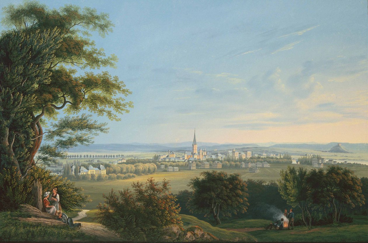 Vista da cidade de Vevay e seus arredores de Johann Ludwig Bleuler