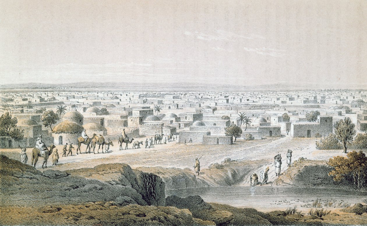 Kano, Nigéria, em 1851, de "Viagens e Descobertas na África do Norte e Central" por Heinrich Barth (1821-65) publicou 1857 (gravura colorida) de Johann Martin Bernatz