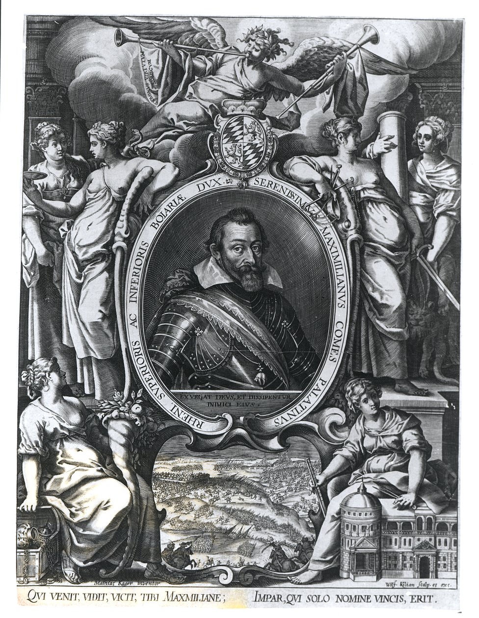 Retrato de Maximiliano I da Baviera, gravado por Wolfgang Kilian (1581-1662) de Johann Matthias Kager