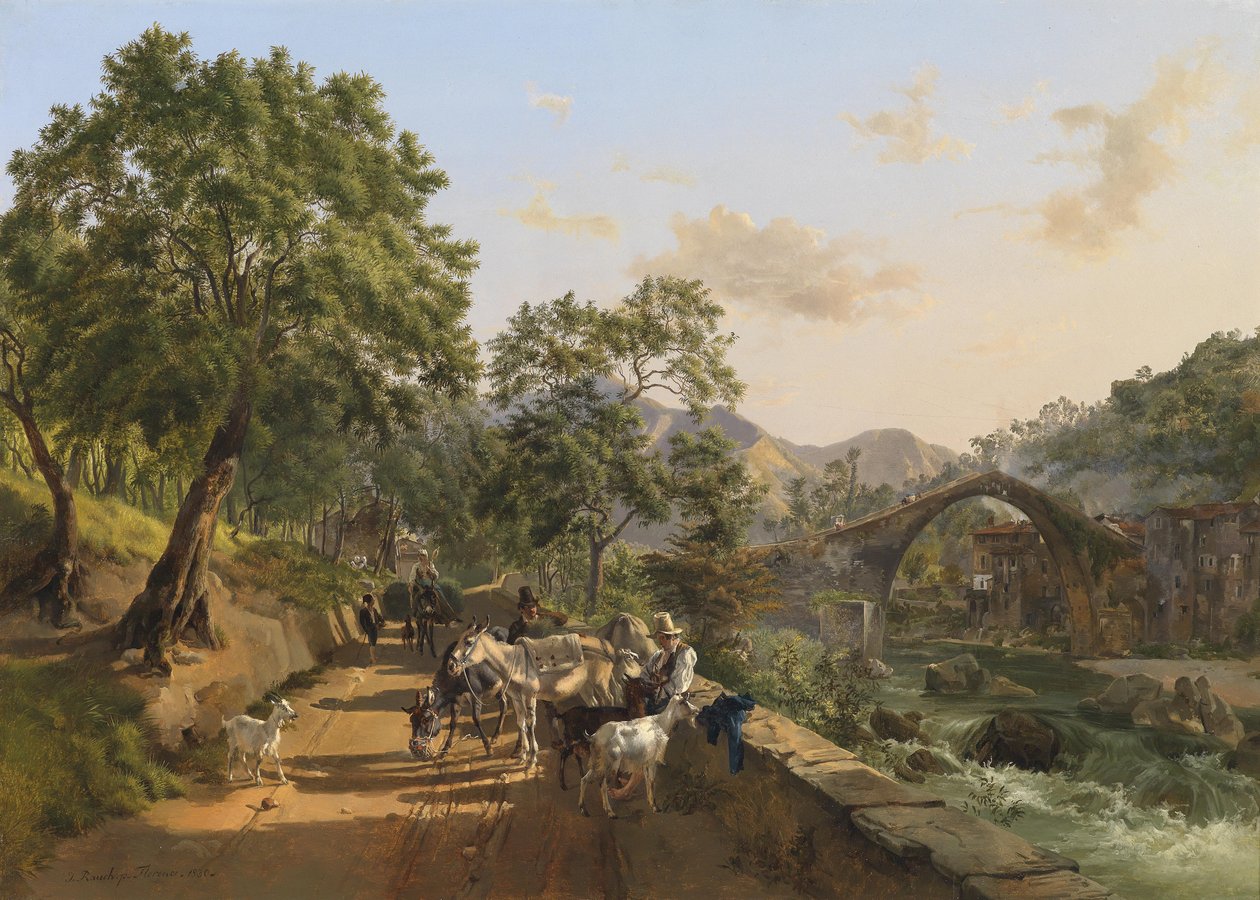 Descanse na estrada (ponte de Loro Ciuffena, Arezzo) de Johann Nepomuk Rauch
