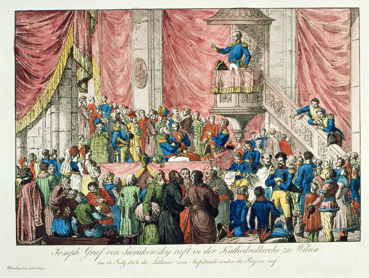 General Sierakowski pedindo a Revolta Lituana, 1812 de Johann Nepomuk Schonberg