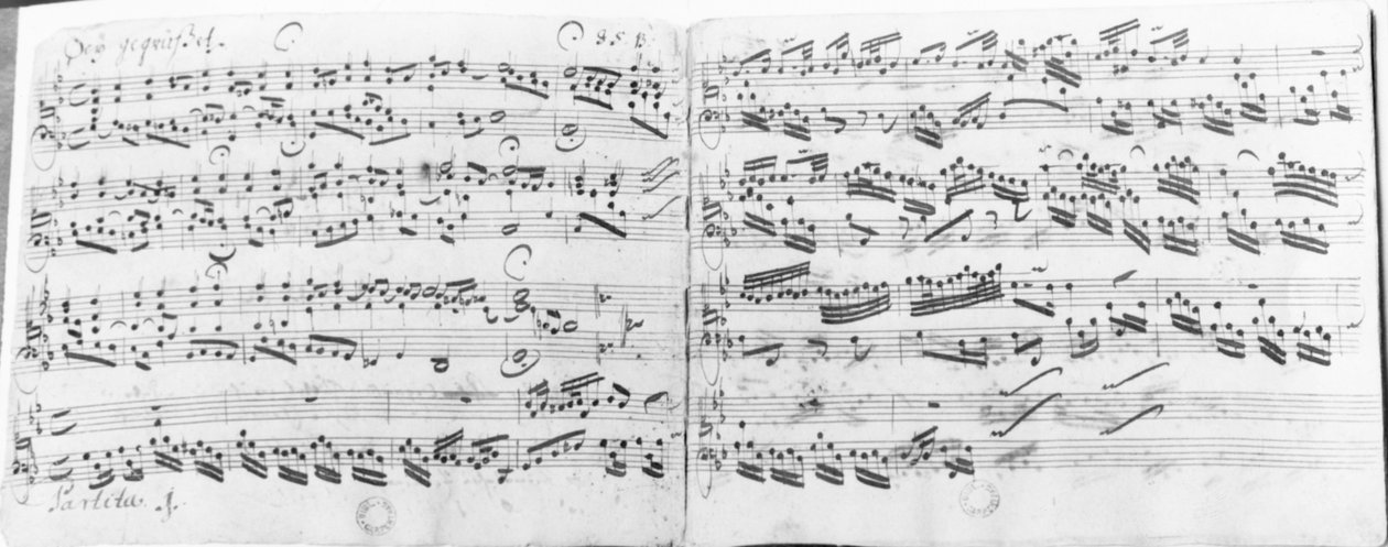 Autógrafo da partita &39;Sei untado, Jesus guetig&39; de Johann Sebastian Bach