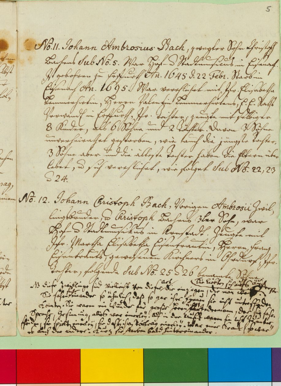 A origem da família musical de Bach (caneta e tinta no papel) de Johann Sebastian Bach